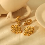 Gold color / 1 Pair Simple Novelty Style Irregular Twist Geometric Stainless Steel  Gold Color Women's Stud Earrings Picture2